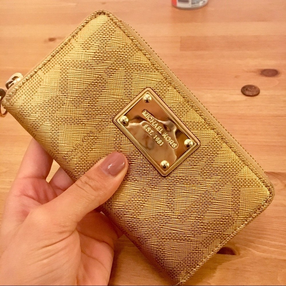 gold Michael Kors wallet